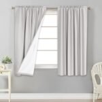 Flamingo P 100% Blackout Curtains Window Treatment Curtain with White Backing Thermal Insulated Rod Pocket Curtains for Bedroom 2 Tie-Backs (2 Panels 52 x 63 Inch, Natural) thumbnail