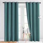 NICETOWN Insulated Curtains Blackout Draperies – Triple Weave Microfiber Home Thermal Insulated Solid Ring Top Blackout Curtains/Panels for Bedroom(Sea Teal, Set of 2, 52 x 84 Inch) thumbnail