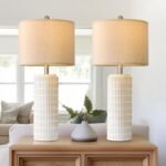 PoKat 27.5” Tall Table Lamps for Living Room Set of 2, Ceramic Bedroom Lamps for Night Stands thumbnail