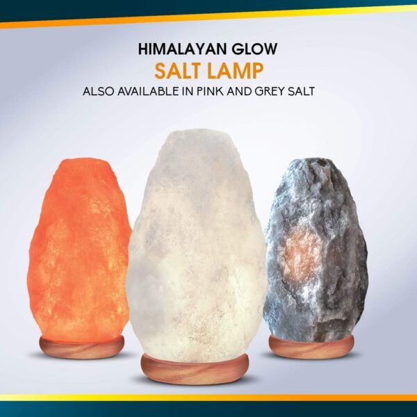 Himalayan Glow White Salt Crystal Lamp,Natural Salt Night Light,Hand Crafted with Neem Wooden Base,Salt Lamp Bulb,(ETL Certified) Dimmer Switch | 5-7 LBS - Image 2