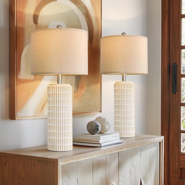 PoKat 27.5'' Tall Table Lamps for Living Room Set of 2, Ceramic Bedroom Lamps for Night Stands - Image 7