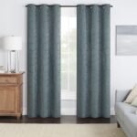 ECLIPSE Meridian Modern Blackout Thermal Grommet Window Curtain for Bedroom or Living Room (1 Panel), 42 in x 84 in, River Blue thumbnail