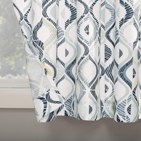No. 918 Barker Geometric Semi-Sheer Rod Pocket Kitchen Curtain Valance and Tiers Set, 54" x 24", White - Image 5
