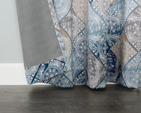 Sun Zero Reardon Global Medallion Print Energy Efficient Grommet Curtain Panel, 54" x 63", Indigo - Image 2