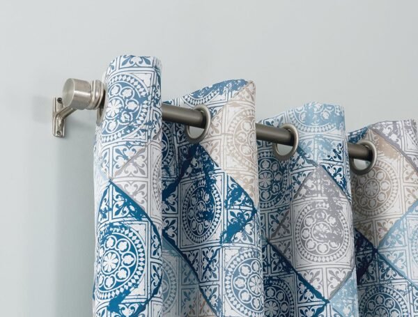 Sun Zero Reardon Global Medallion Print Energy Efficient Grommet Curtain Panel, 54" x 63", Indigo - Image 3
