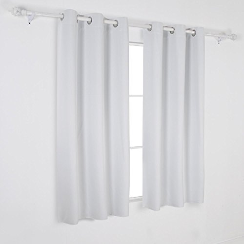 Deconovo Curtains Thermal Insulated Blackout Curtains for Bedroom Sets of 2 Grommet Top Curtains in Greyish White 42X63 Inch Image