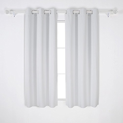 Deconovo Curtains Thermal Insulated Blackout Curtains for Bedroom Sets of 2 Grommet Top Curtains in Greyish White 42X63 Inch Feature Image