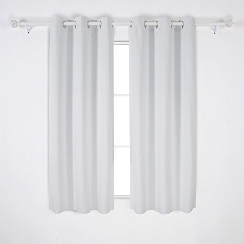 Deconovo Curtains Thermal Insulated Blackout Curtains for Bedroom Sets of 2 Grommet Top Curtains in Greyish White 42X63 Inch Feature Image