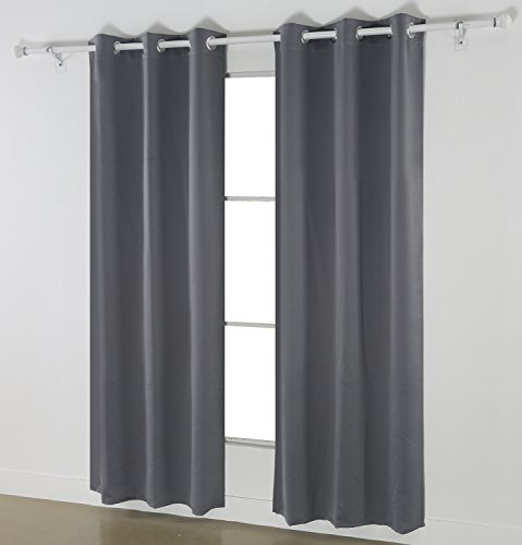 Deconovo Room Darkening Thermal Insulated Blackout Grommet Window Curtain For Living Room, Dark Grey,42×63-Inch,1 Panel Image