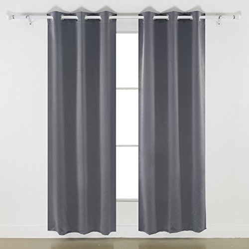 Deconovo Room Darkening Thermal Insulated Blackout Grommet Window Curtain For Living Room, Dark Grey,42×63-Inch,1 Panel Feature Image