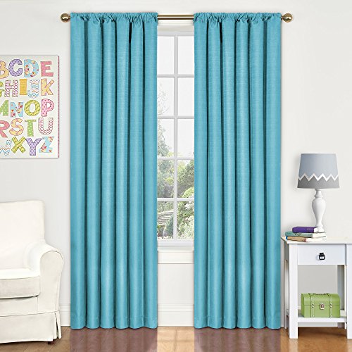 Eclipse Kids Kendall Room Darkening Thermal Curtain Panel,Turquoise,63-Inch Feature Image