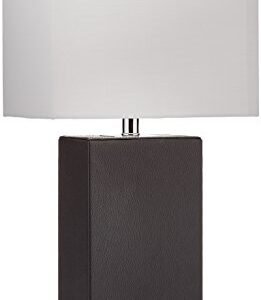 Elegant Designs LT1025-BLK Modern Genuine Leather Table Lamp, Black