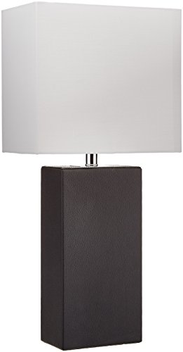 Elegant Designs LT1025-BLK Modern Genuine Leather Table Lamp, Black Feature Image