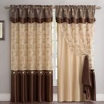 Fancy Collection Embroidered Curtain Set 2 Panel Drapes with Backing & Valance Coffee/brown thumbnail