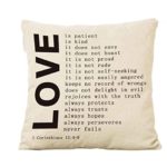Fheaven 18 X 18″ Decorative Cotton Linen Throw Pillow Cover Cushion Case Three Kinds Love You Pillow Case (Black & Beige ) (A) thumbnail