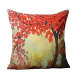 Fheaven Oil Painting Large Tree and Flower Cotton Linen Throw Pillow Case Cushion Cover Home Sofa Decorative 18 X 18 Inch (D) thumbnail
