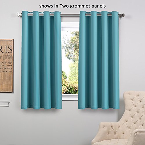 Flamingo P Blackout Ultimate Performance Solid Pattern Drape, Thermal Insulated, Grommet Top, One Panel 63 by 52 inch -Aqua Feature Image
