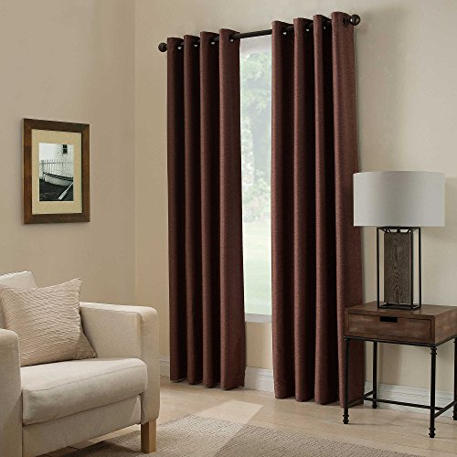 Gorgeous Home *DIFFERENT SOLID COLORS & SIZES* (#72) 1 PANEL SOLID THERMAL FOAM LINED BLACKOUT HEAVY THICK WINDOW CURTAIN DRAPES BRONZE GROMMETS (BROWN COFFEE, 84″ LENGTH) Feature Image