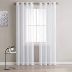 Grommet Sheer Curtains – 2 Pieces, Beautiful, Elegant, Natural Light Flow, High Quality Material, Durable – for Bedroom, Living Room, Kid’s Room, Kitchen (54″W x 84″L – Each Panel, White) thumbnail