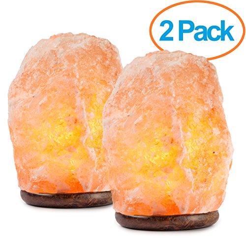 Hemingweigh Himalayan Glow Hand Carved Natural Crystal Himalayan Salt Lamp With Genuine Wood Base, Bulb And On and Off Switch 6 to 8 Inch, 6 to 7 lbs. 2 PACK Feature Image