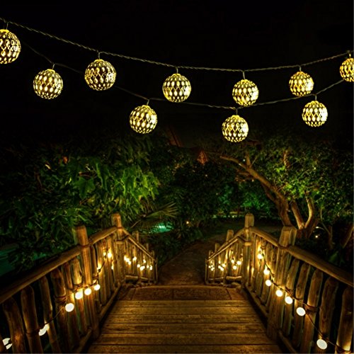 LED Globe String Lights,Goodia Battery Operated 10.49Ft 30er Silver Moroccan Lamp for Indoor,Bedroom,Curtain,Patio,Lawn,Landscape,Fairy Garden,Home,Wedding,Holiday,Christmas Tree,Party (Warm White) Image