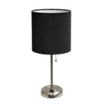 Limelights LT2024-BLK Stick Lamp with Charging Outlet and Fabric Shade, Black thumbnail
