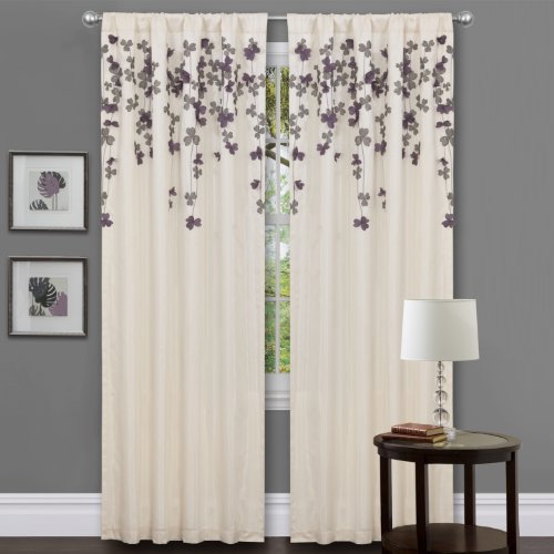 Lush Decor Flower Drop Curtain Panel, Purple Image