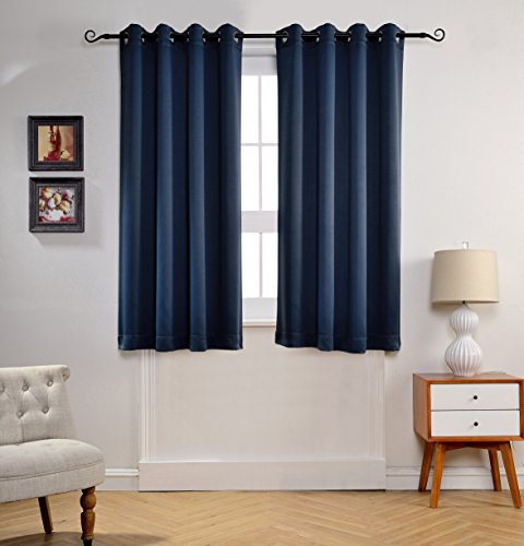 MYSKY HOME Solid Grommet top Thermal Insulated Window Blackout Curtains for Kids Bedroom, 52 by 63 inch, Navy (1 panel) Feature Image