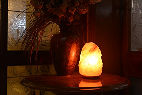 Natural Himalayan Rock Salt Lamp 6-7 lbs with Wood Base, Electric Wire & Bulb Image