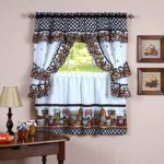Naturally Home Mason Jars Kitchen Curtain Cottage Set, Tiers and Ruffled Swag, 36-Inch Long thumbnail