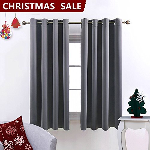 Nicetown Blackout Curtains for Bedroom /Living Room (2 Panels, W52 x L63 inch, Grey) Feature Image