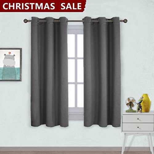 Nicetown Grommet Top Blackout Curtains for Bedroom (2 Panels, W42 x L63 -Inch, Gray) Feature Image