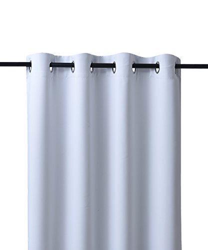 Nicetown Room Darkening Blackout Curtains Window Panel Drapes – (Greyish White Color) 1 Panel, 52×63-Inch each panel, 8 Grommets / Rings per panel Image