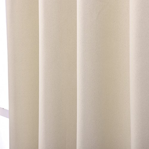 Nicetown Triple Weave Home Decoration Thermal Insulated Solid Blackout Curtains / Drapes for Bedroom(Set of 2,42 x 63 Inch,Beige-Hay) Image
