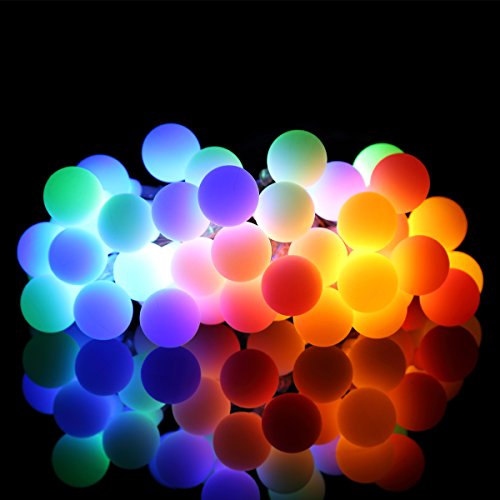 ProGreen Outdoor String Lights, 18.7ft 40 LED Waterproof Ball Lights, 8 Lighting Modes Dimmable Remote Ball, Battery Powered Starry Fairy String lights for Garden,Christmas Tree, Parties (Multi Color) Feature Image