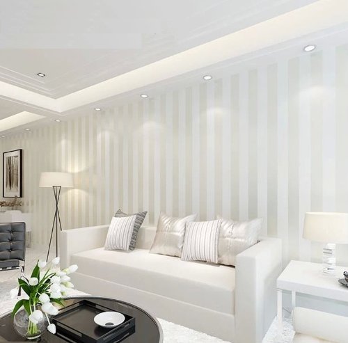 Qihang European Modern Minimalist Country Luxury Stripe Wallpaper Roll For Living Room Bedroom Tv Backdrop Wall Cream White Color