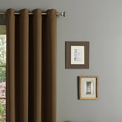 RHF Blackout Thermal Insulated Curtain – Antique Bronze Grommet Top for bedroom 52W by 63L Inches-Chocolate Image