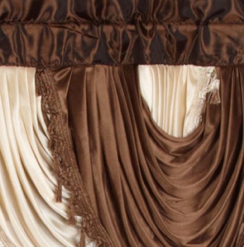 Regal Home Collections Amore 54-Inch by 84-Inch Window Set with Attached Valance, Brown Image