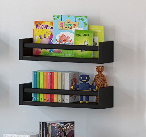 Set of 2 Muti-use Wood Kitchen Wall Shelf Black Spice Rack Also Good For Nursery Wall Shelf Feature Image