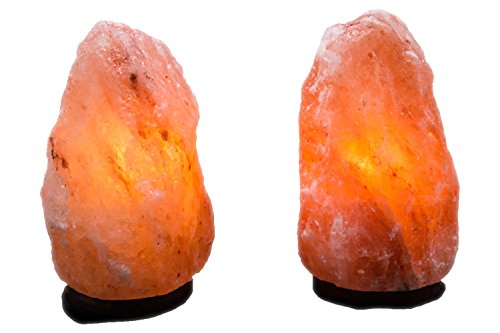 Set of 2 Natural Himalayan Pink Salt Lamp Hand Carved With Elegant Wood Base. Includes Bulbs, 5-7 Inches, 4-7 lbs (each) Feature Image