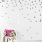 Silver Wall Decal Dots (200 Decals) | Easy Peel & Stick + Safe on Walls Paint | Removable Metallic Vinyl Polka Dot Decor | Round Circle Art Glitter Sayings Sticker Large Paper Sheet Set Nursery Room thumbnail
