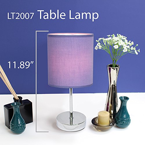 Simple Designs LT2007-PRP Chrome Mini Basic Table Lamp with Fabric Shade, Purple Image