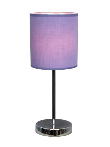 Simple Designs LT2007-PRP Chrome Mini Basic Table Lamp with Fabric Shade, Purple Feature Image