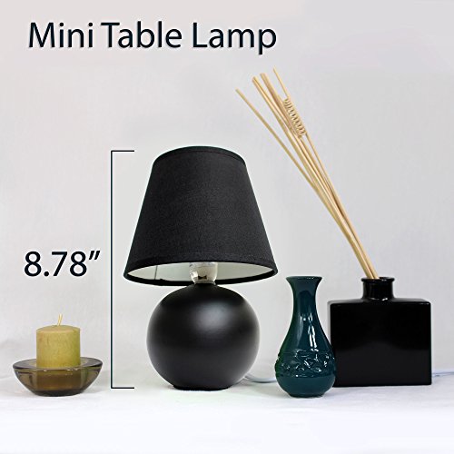 Simple Designs LT2008-BLK Mini Ceramic Globe Table Lamp, Black Image
