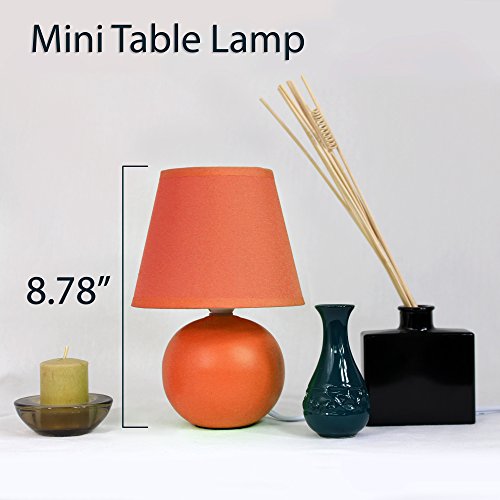 Simple Designs LT2008-ORG Mini Ceramic Globe Table Lamp, Orange Image