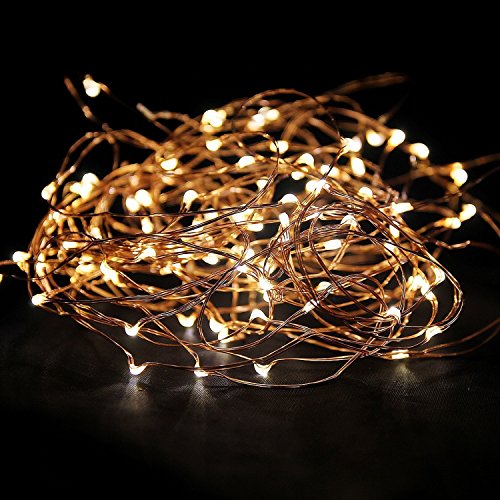 Starry String Lights Warm White Color LED’s on a Flexible Copper Wire – LED String Light with 120 Individually Mounted LED’s, 20ft Image