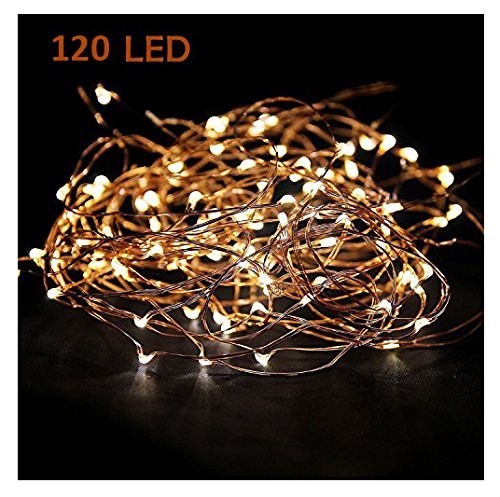 Starry String Lights Warm White Color LED’s on a Flexible Copper Wire – LED String Light with 120 Individually Mounted LED’s, 20ft Feature Image