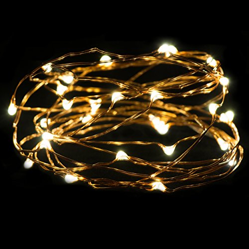 String Lights, Oak Leaf 2 Set of Micro 30 LEDs Super Bright Warm White Led Rope Lights Battery Operated on 9.8 Ft Long Ultra Thin String Copper For Home Bedroom Party Image