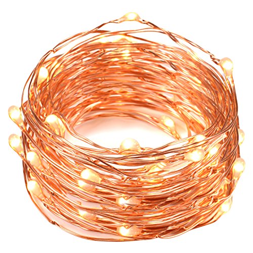 String Lights, Oak Leaf 2 Set of Micro 30 LEDs Super Bright Warm White Led Rope Lights Battery Operated on 9.8 Ft Long Ultra Thin String Copper For Home Bedroom Party Feature Image