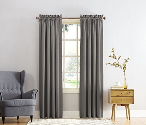 Sun Zero Barrow Energy Efficient Rod Pocket Curtain Panel, 54 x 84 Inch, Steel Gray Feature Image